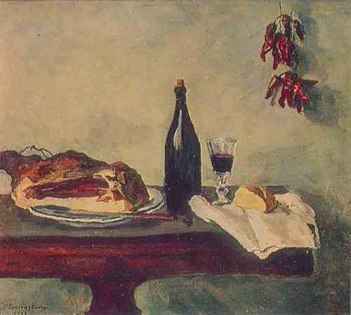 П. П. Кончаловский, «Натюрморт. Хлеб, ветчина и вино», 1948 г.