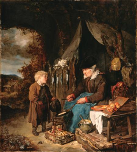 Габриель Метсю, «Мальчик и продавщица блинов», 1658 г.