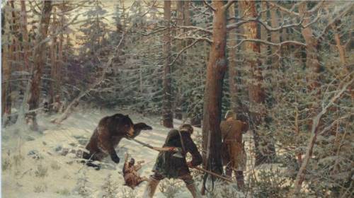 Е. А. Тихменев, «Охота на медведя», 1890-е гг.